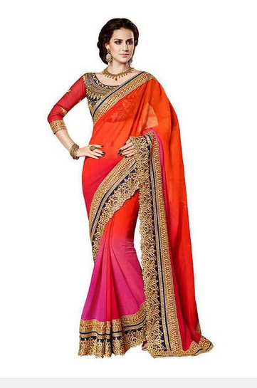 India Desire : Buy Sareeka Sarees Beautiful Pink Georgette Saree with Blouse Piece At Rs. 749 Only From Paytm